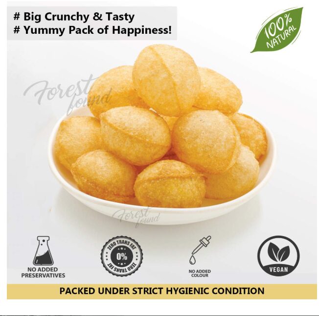 Forest Found Ready to Fry Dry Atta Golgappa & Pani Puri Papad - 250g | Instant Crunchy Wheat Pucchka, Gupchup, Pani Puri | Homemade Indian Street Food Snack Pack (Takes Minutes to Cook) - Image 2