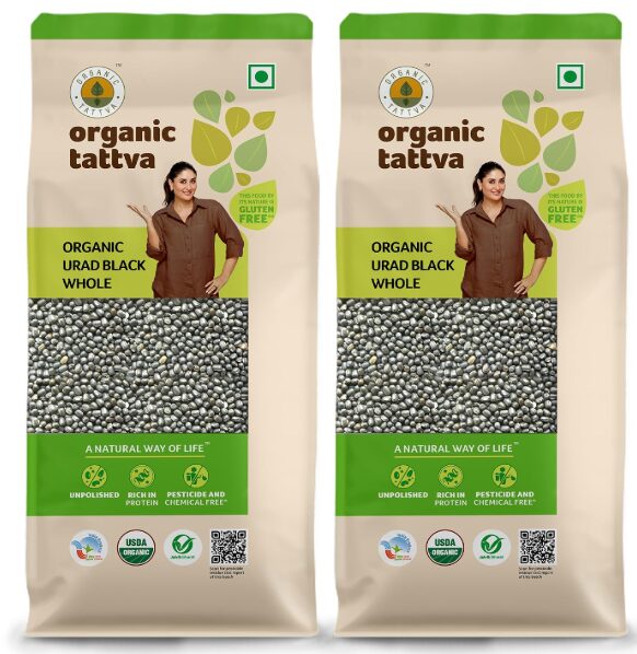 Organic Tattva, Organic Urad Black Whole Unpolished Dal, 1 Kg | 100% Vegan, Gluten Free and High Protein Sprouts Pulse