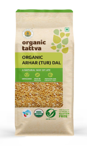 Organic Tattva Arhar Dal 1 Kg | Unpolished Organic Toor Dal, Chemical Free, Nutritious & Rich in Taste