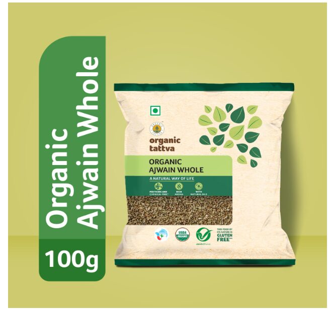 Organic Tattva Ajwain 100gm | Pure Ajwain | Premium Carom Seeds Naturally Processed from Farm-Fresh Seeds for Healthy Cooking & Authentic Flavor