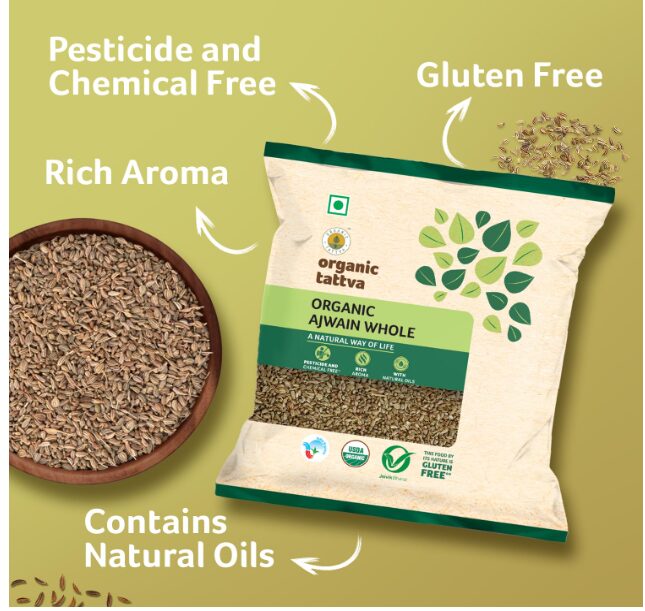 Organic Tattva Ajwain 100gm | Pure Ajwain | Premium Carom Seeds Naturally Processed from Farm-Fresh Seeds for Healthy Cooking & Authentic Flavor - Image 2