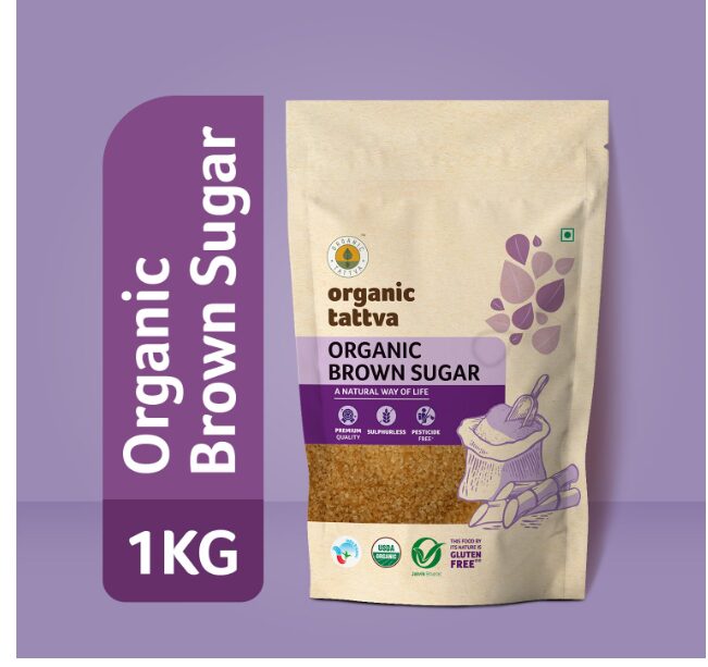 Organic Tattva Brown Sugar 1kg | USDA Certified Natural Brown Sugar for Healthy Sweetening | Organically Processed from Fresh Sugarcane
