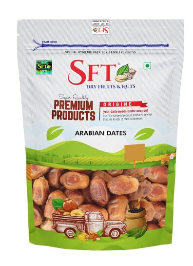 SFT Premium Natural Arabian Dates 500g Pouch | Khajur, Khajoor | Dry Fruits | Dates in Fresh | Healthy Snacks | Rich in Fibre | No Added Sugar