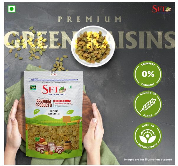 SFT Raisins | 1 Kg | Kismish | Premium Dried Grapes | Sweet Fruity Taste and Soft Chewy Texture | Natural Source of Antioxidants, Potassium & Fiber | Healthy Snack - Image 2