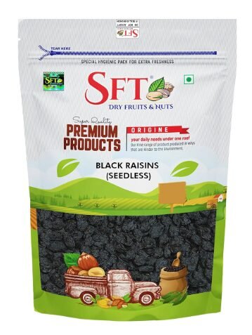 SFT Premium Afghani Seedless Fresh Black Raisins 1Kg Value Pack| Healthy Snacks, Dry Fruits, Kishmish | High In Antioxidants, Naturally Sweet & Tasty