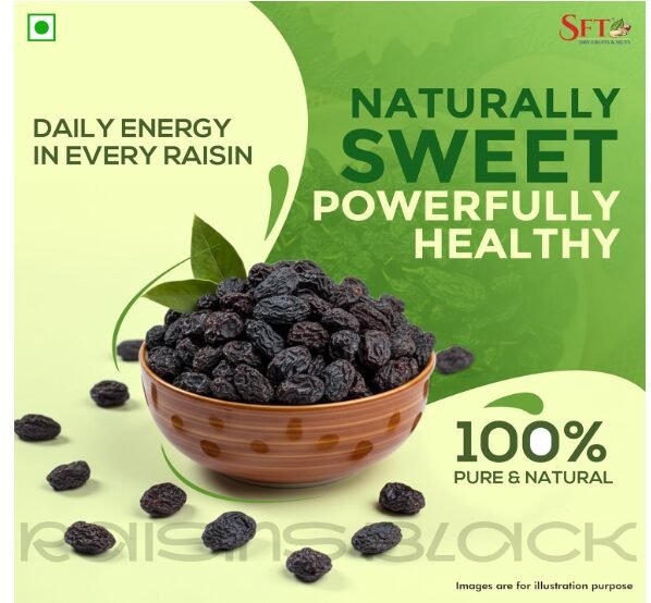 SFT Premium Afghani Seedless Fresh Black Raisins 1Kg Value Pack| Healthy Snacks, Dry Fruits, Kishmish | High In Antioxidants, Naturally Sweet & Tasty - Image 2