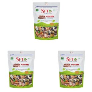 SFT Premium Mixed Dry Fruits & Seeds (9 In 1) Pack 500Gm | Nutritious Snack with Almonds, Cashews, Diced Dates, Black Raisins, Green Raisins, Amla Candy, Cranberry, Pumpkin & Sunflower Seeds | Resealable Pack for Freshness