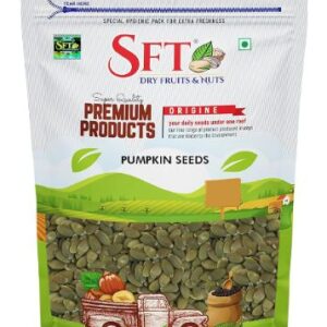 SFT Pumpkin Seeds, 1 Kg, Rich in Protein, Dietary Fibre, Magnesium & Phosphorus, Raw & Unroasted Pumpkin Seeds, Source of Iron & Zinc, Handpicked Seeds, Resealable Pack