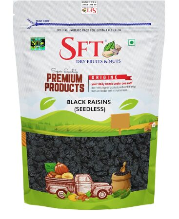 SFT Premium Afghani Seedless Fresh Black Raisins 1Kg Value Pack| Healthy Snacks, Dry Fruits, Kishmish | High In Antioxidants, Naturally Sweet & Tasty