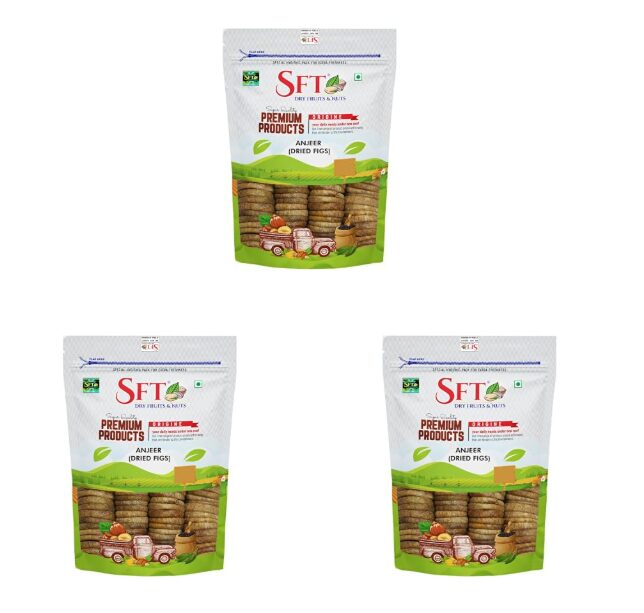 SFT Premium Anjeer (Dried Figs), 500g, Rich in Calcium & Fibre, Source of Iron, Naturally Low-Fat Food (Pack of 3)
