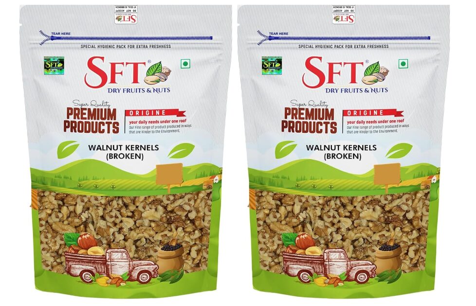 SFT Walnut Broken Kernels California | 1 Kg | Walnuts Without Shell, Akhrot, Dry Fruits, 100% Natural Akhrot, Rich in Proteins & Antioxidants (Pack Of 2)