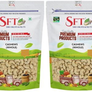 SFT Pure Cashews Whole/Kaju, 200g, Nutritious & Delicious, Premium Kaju nuts, Rich in Protein, Magnesium & Phosphorus, Deluxe Size & Crunchy Nuts (Pack of 2)