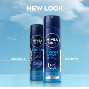 NIVEA Men Fresh Active Deodorant Spray, 48H Odour Protection Daily Freshness, Marine Fresh Fragrance with Lemon & Sandalwood Notes, Long Lasting Freshness, Body Spray & Underarm Deodorant, 150 ml
