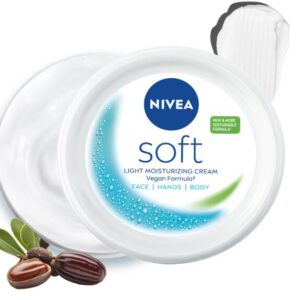NIVEA Soft Moisturizing Cream, Lightweight Non-Sticky Daily Moisturizer with 72Hr Hydration, Vitamin E & Jojoba Oil | Hydrating Face, Body & Hand Cream for Dry to Normal Skin | Soft Glowing Skin - 300ml