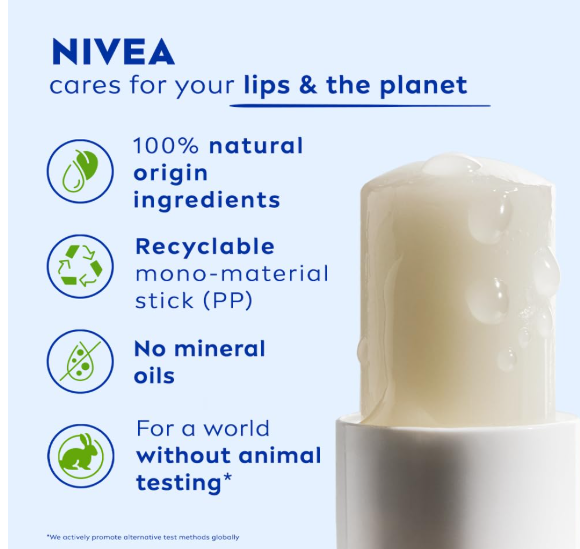 NIVEA Original Care 4.8g Lip Balm|24 H Melt in Moisture Formula|Natural Oils|Nourished Lips,4.8 g (Pack of 1) - Image 2