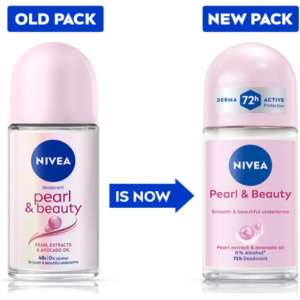 NIVEA Pearl and Beauty 50ml Deo Underarm Roll On | With Pearl Extracts & Avocado Oil | 72 H Long Lasting Floral Scent | 0% Alcohol and Dermat Approved | For Women