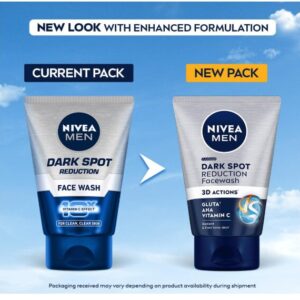 NIVEA MEN Dark Spot Reduction Face Wash 100 g | With Ginko and Ginseng Extracts for Clean, Healthy & Clear Skin in Summer | 10 X Vitamin C Effect for Radiant Skin |For Dark Spot Reduction