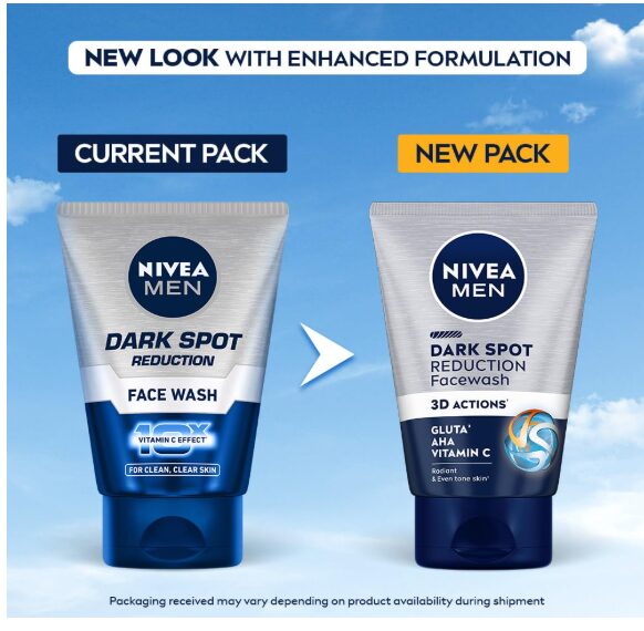 NIVEA MEN Dark Spot Reduction Face Wash 100 g | With Ginko and Ginseng Extracts for Clean, Healthy & Clear Skin in Summer | 10 X Vitamin C Effect for Radiant Skin |For Dark Spot Reduction