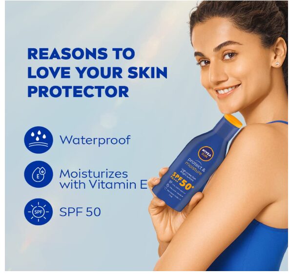 NIVEA Sun Protect and Moisture 75ml SPF 50 Advanced Sunscreen for Normal Instant Protection| PA+++ UVA - UVB Protection System| Vitamin E + Moisture| Very Water Resistant| For Unisex - Image 2
