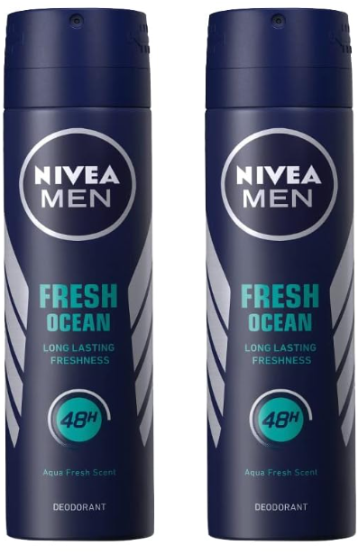 Nivea Men Fresh Ocean Aquatic Deodorant Spray, 150Ml (Pack Of 2)