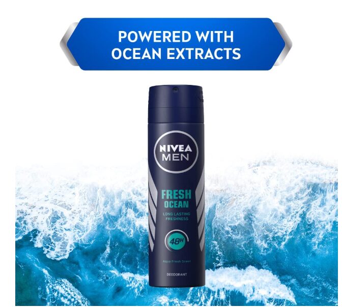 Nivea Men Fresh Ocean Aquatic Deodorant Spray, 150Ml (Pack Of 2) - Image 2