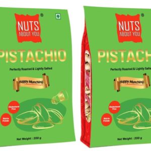 Nuts About You California Pistachios Roasted & Salted 200 g | Lightly Salted | Perfectly Roasted | Fresh & Crunchy (Pack of 2)