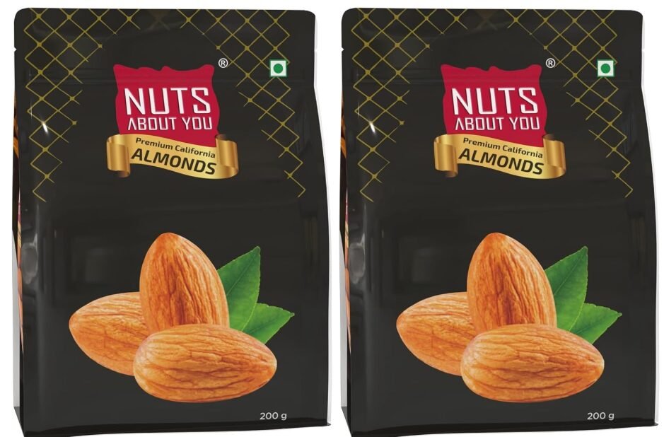 Nuts About You Premium ALMONDS, 200 g | New Crop | Premium | 100% Natural | Badam | Fresh & Crisp | (Pack of 2)