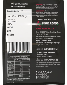 Nuts About You Premium ALMONDS, 200 g | New Crop | Premium | 100% Natural | Badam | Fresh & Crisp | (Pack of 2) - Image 2