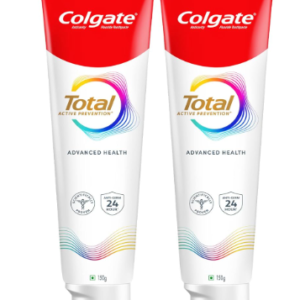 Colgate Total 300gm (2 x 150gm) Advanced Health Anti-Germ Toothpaste with Toothbrush, Tooth Paste with 12-Hour Anti-Germ & Enamel Protection, Whole Mouth Health (Combo Pack Offer)