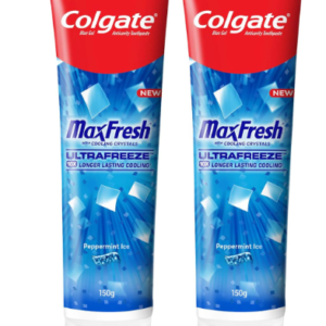 Colgate MaxFresh Breath Freshner Oral Care Toothpaste, 300g Saver Pack (150g x 2), Peppermint Ice, Blue Gel Paste with Menthol & Cooling crystals for bad breath control