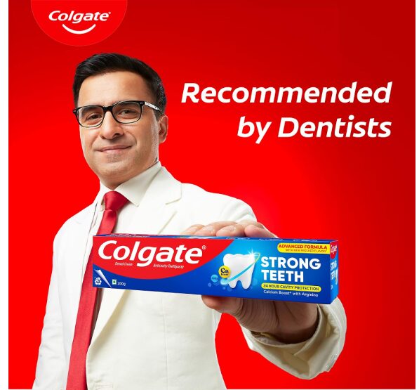 Colgate Strong Teeth Cavity Protection Toothpaste with Amino Shakti - 300g with Free Toothbrush, India's No.1 Toothpaste