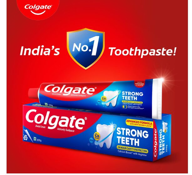 Colgate Strong Teeth Cavity Protection Toothpaste with Amino Shakti - 300g with Free Toothbrush, India's No.1 Toothpaste - Image 2
