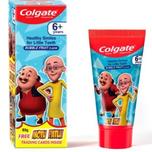 Colgate Kids Toothpaste For 6+ Years, Motu Patlu, Bubble Fruit Flavour, Gentle Protection Tooth Paste With 50% Lesser Abrasive Formula For Protecting Against Cavities, Enamel Protection, 80G