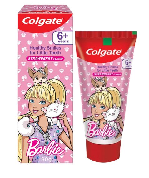 Colgate Kid's Barbie Anticavity Toothpaste -Strawberry Flavour for Cavity Protection, Enamel Protection (80g)
