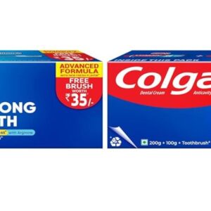 Colgate Strong Teeth Toothpaste, 300g, India's No: 1 Toothpaste Brand, Calcium-boost Tooth Paste for 2X Stronger Teeth, Whitens Teeth, Fresh Breath & Prevents cavities (Combo Pack Offer) (Pack of 2)