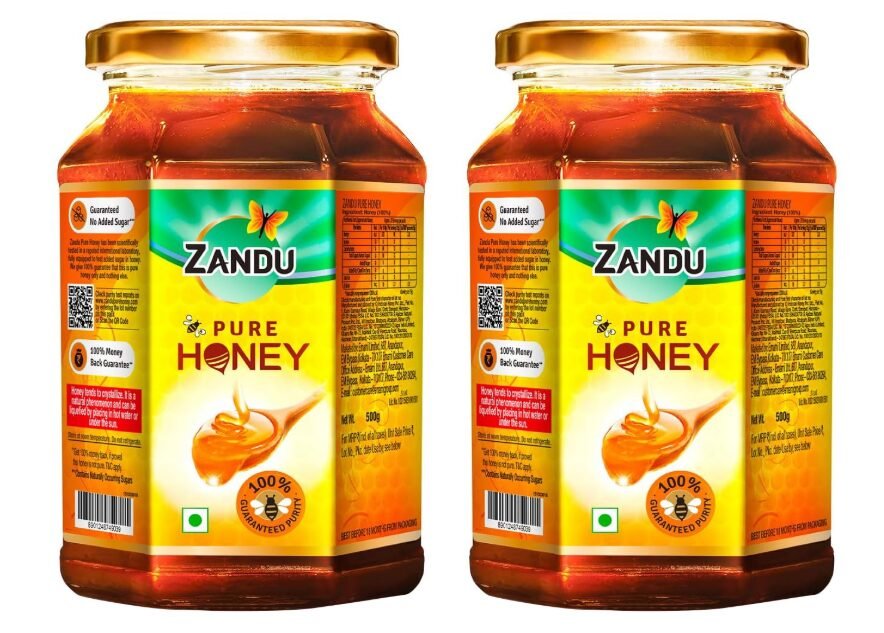 Zandu Pure Honey, 100% Purity, No Added Sugar, 500g (Pack of 2)
