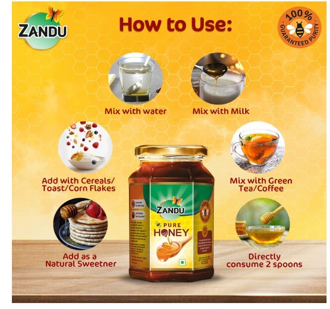 Zandu Pure Honey, 100% Purity, No Added Sugar, 500g (Pack of 2) - Image 2