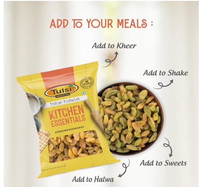 Tulsi Dry Fruits Kishmish 1kg | Seedless Kishmish | Raisins Dry Fruits | Healthy & Tasty Snacks | Fat Free | Source of Dietary Fiber - Image 2