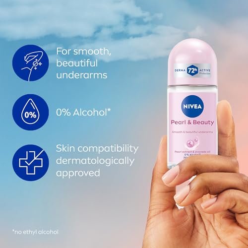 NIVEA Pearl & Beauty Deo Roll On 50ml | Underarm Roll On for Women | Pearl Extracts & Avocado Oil | Alcohol-Free - Image 2