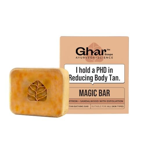 Ghar Soaps Sandalwood & Saffron Magic Soap 100g | Handmade Bath Soap | Paraben-Free | Skin Brightening Soap for Men & Women