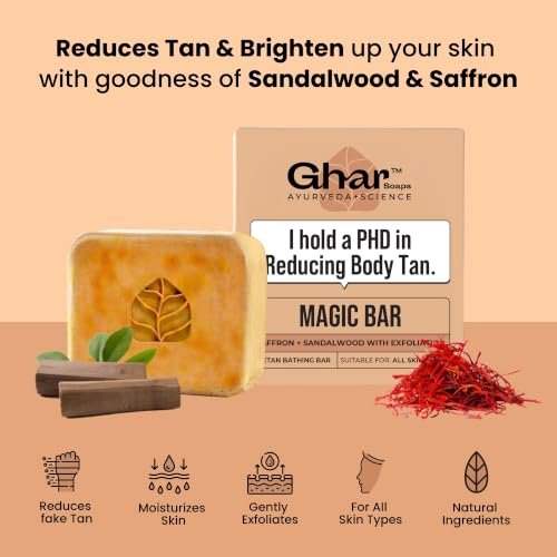 Ghar Soaps Sandalwood & Saffron Magic Soap 100g | Handmade Bath Soap | Paraben-Free | Skin Brightening Soap for Men & Women - Image 3