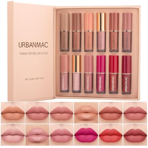 URBANMAC Liquid Matte Lipstick Set (12 Pcs) | Waterproof Long-Lasting Matte Liquid Lipstick Collection