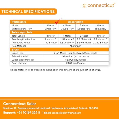 Connecticut Solar Panel Cleaning Brush Kit | 2-in-1 Microfiber Washer & Rubber Wiper | 3 Meter Telescopic Pole | Glass & Window Cleaning Tool - Image 2