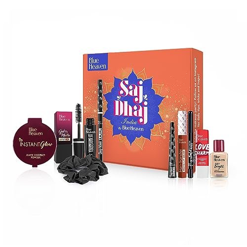 Blue Heaven Saj Dhaj Festive Makeup Kit Pack of 10 | Full Face Makeup Kit for Women | Fair Tone | Long-Lasting Makeup Combo