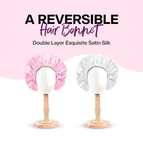 FABSKIN Luxury Satin Silk Hair Bonnet Cap for Sleeping with Satin Scrunchie – Wine - Image 2