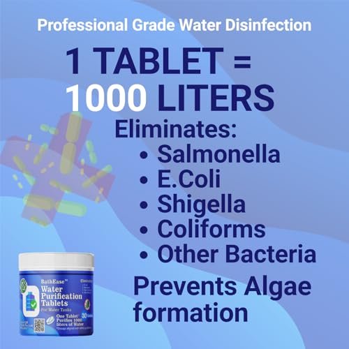 BathEase Chlorine Water Purification Tablets | 30 Tablets | Treats 30,000 Litres | Scientifically Proven Water Disinfection | NaDCC Tablets - Image 3