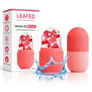LEAFED Ice Roller for Face | Reusable Facial Ice Roller for Glowing Skin | Puffy Eyes & Skin Tightening | Pink