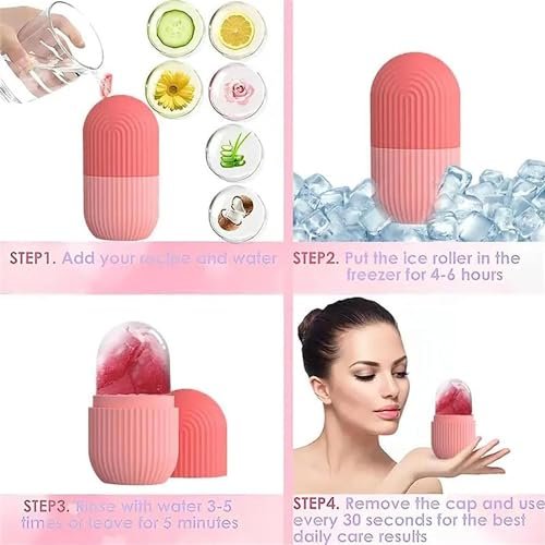 LEAFED Ice Roller for Face | Reusable Facial Ice Roller for Glowing Skin | Puffy Eyes & Skin Tightening | Pink - Image 2