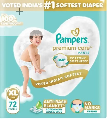 Pampers Premium Care Pants XL 72 | No Marks Design | India's Softest Diaper
