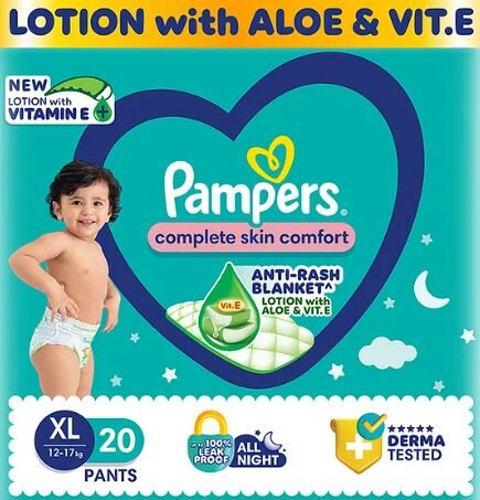 Pampers All round Protection Pants Baby Diapers (XL) 20 Pieces , 12- 17 Kg
